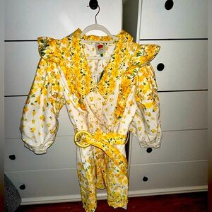 FARM Rio Yellow & White Floral Belted Romper